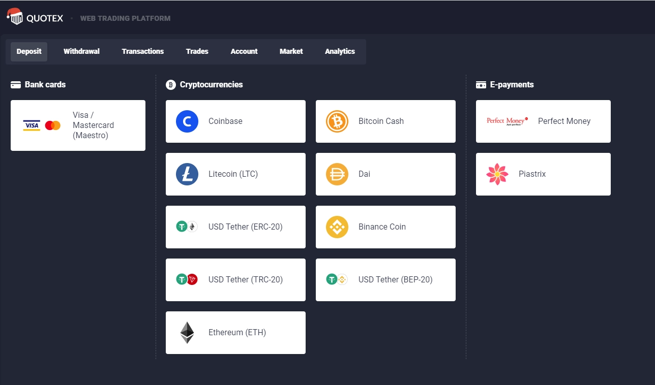 quotex deposit methods